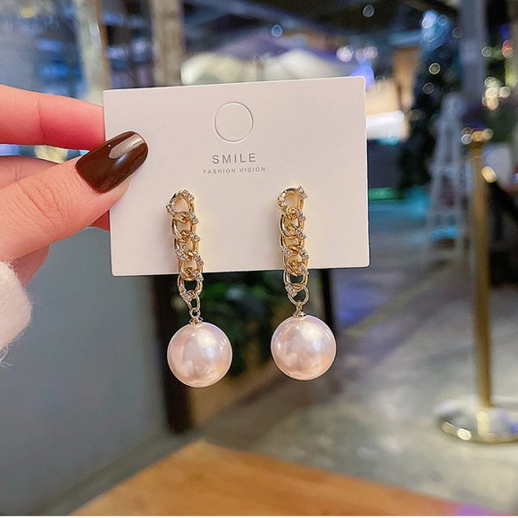 💙💕Last one Pearl Golden Chain Earrings - Picture 10 of 12